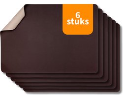WoonWonder Placemats - Vegan leer - Wit / Paars - dubbelzijdig - 45 x 30 cm - 6 Stuks
