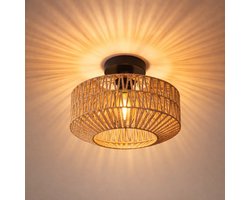 WoonWonder Rotan Plafondlamp Ø30 cm - Bamboe Plafonnière E27 - Naturel - Handgeweven - voor Woonkamer en Slaapkamer