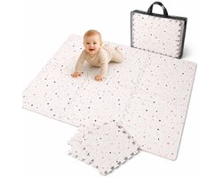 WoonWonder Speelmat baby - Foam - Speelkleed Baby - Dubbelzijdig Opvouwbaar Speelmat - 120 x 180 cm - Terrazzo - Zachte Vloertegels - Inclusief Opbergtas