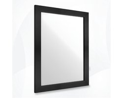 WoonWonder Spiegel Rechthoekig 45x35 cm – Zwart Kunststof – Moderne Industrieel Wandspiegel voor Woonkamer, Hal, Badkamer & Slaapkamer
