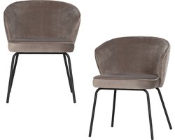 WOOOD Admit Eetkamerstoelen - Fluweel - Khaki - Set van 2