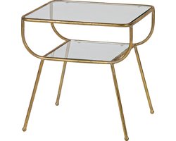 WOOOD Amazing Bijzettafel - Metaal/Glas - Antique Brass - 47x47x40,5 cm