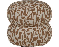 WOOOD Anic Poef - Polyester - Grafisch Patroon - Bruin - 40x43x43