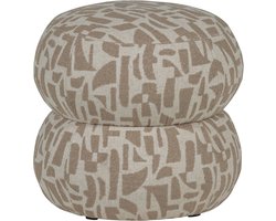 WOOOD Anic Poef - Polyester - Grafisch Patroon - Zand - 40x43x43