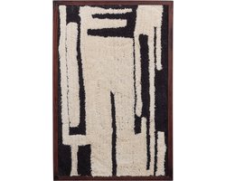 WOOOD Anka Wanddeco - Katoen/Hout - Zwart/Wit - 90x60x10 cm