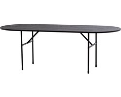 WOOOD Arthur Eettafel Ovaal Met H-Poot - Eikenhout - Zwart - 75x220x90