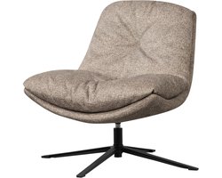 WOOOD Arve Draaifauteuil - Bedrukte Stof - Naturel Melange/Beige - 86x82x87 cm