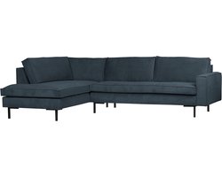 WOOOD Arwin Hoekbank Links - Ribstof - Staalblauw