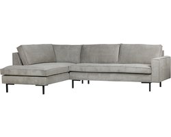 WOOOD Arwin Hoekbank Links - Ribstof - Vergrijsd Groen