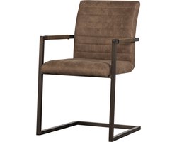 WOOOD Bas Eetkamerstoel - Leerlook - Taupe - 87x54x62