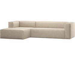 WOOOD Bean Hoekbank Links - Polyester - Beige Melange - 73x305x175