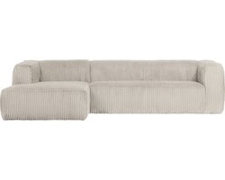 WOOOD Bean Hoekbank Links - Ribstof - Naturel - 73x305x96