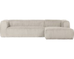 WOOOD Bean Hoekbank Rechts - Ribstof - Naturel - 73x305x96