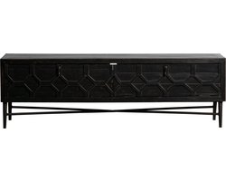 WOOOD Bequest Tv Meubel/ Salon Tafel - Mangohout - Zwart - 50x160x45 cm