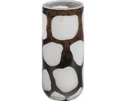 WOOOD Blair Handgemaakte Vaas- Glas - Zwart/ Wit - 28x12x12