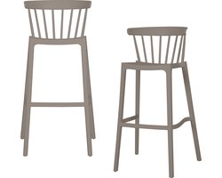 WOOOD Bliss Barstoelen Buiten - Kunststof - Taupe - Set van 2