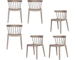 WOOOD Bliss Tuinstoelen - Kunststof - Taupe - Set van 6