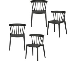 WOOOD Bliss Tuinstoelen - Kunststof - Zwart - Set van 4