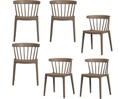 WOOOD Bliss Tuinstoelen - Plant Fiber - Bruin Melange - Set van 6