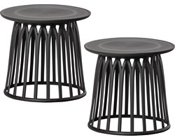 WOOOD Boy Bijzettafel Tuin - Kunststof - Zwart - Set van 2 - 45x50x50