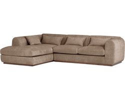 WOOOD Brenvo Hoekbank Links - Structure Velvet - Lichtbruin