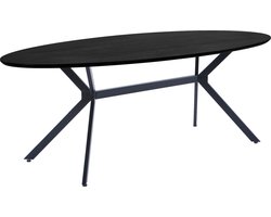WOOOD Bruno Eettafel Ovaal - Mdf - Zwart - 75x220x100