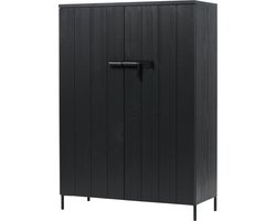 WOOOD Bruut Kast 2-Deurs - Geborsteld Grenen - Zwart - 140,5x100x41,5