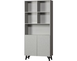 WOOOD Carved 2-Deurs Opbergkast - Hout - Mist - 200x90x37