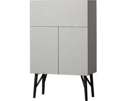 WOOOD Carved Drankkast - Mangohout - Mist - 146x90x46 cm