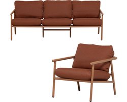 WOOOD Cavero Tuin 3-Zits Bank & Loungestoel - Aluminium - Terra