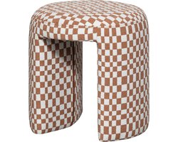 WOOOD Charlie Krukje - Polyester - Ruitjes - Oranje - 47x45x45