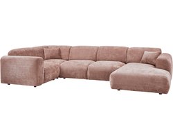 WOOOD Cloud Hoekbank Links - Chenille - Taupe/Roze - 80x345x198 cm