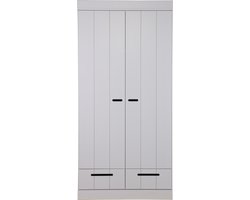 WOOOD Connect Kledingkast 2-Deurs met Lade - Grenen -Grijs - 195x94x53