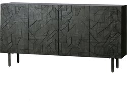 WOOOD Counter Dressoir - Hout - Zwart - 83x160x40