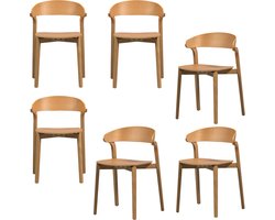 WOOOD Cras Eetkamerstoelen - Essenhout - Naturel - Set van 6