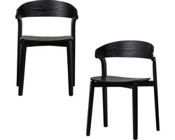 WOOOD Cras Eetkamerstoelen - Hout - Zwart - Set van 2