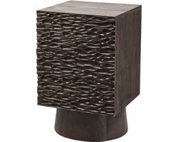 WOOOD Crumble Carved Nachtkastje - Met Handige Lades - Mangohout - Donkerbruin - 66x40x37 cm