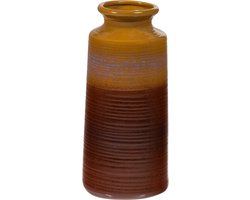 WOOOD Decennia Vaas XL Ø17 CM - Keramiek - Geel/Bruin - 38x17x17 cm
