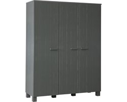 WOOOD Dennis 3-Deurs Kast - Grenen Geborsteld - Grijs - 202x158x55
