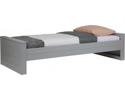 WOOOD Dennis Bed Excl Lade - Grenen - Betongrijs - 53x219x95