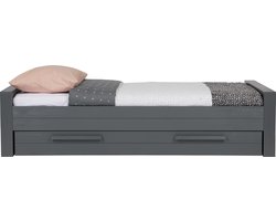 WOOOD Dennis Bed Incl.Bedlade/Lattenrol - Grenen - Staalgrijs -219x95