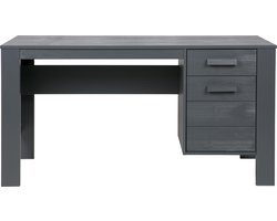 WOOOD Dennis Bureau - Grenen Geborsteld - Staal Grijs - 74x141x59