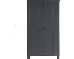 WOOOD Dennis Kast - Grenen Geborsteld - Staal Grijs - 111x202x55