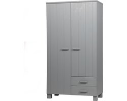 WOOOD Dennis Kast Met Laden - Grenen Geborsteld - Grijs - 202x111x55