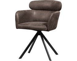 WOOOD draaibare eetkamerstoel Fenne - Kunstleer - Zwart/Grijs