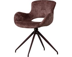 WOOOD Eliva Eetkamerstoel - Structure Velvet - Paars - Set van 2