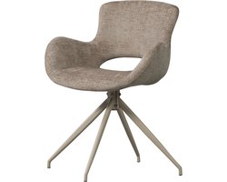 WOOOD Eliva Eetkamerstoel - Velvet Stof - Zand/Beige - Set van 2