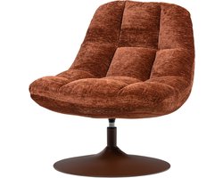 WOOOD Elvi Draaifauteuil - Chenille Stof- Roestbruin - 81x73x84cm