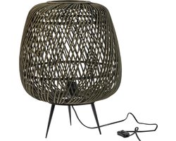WOOOD Exclusive Moza Tafellamp - Bamboe - Groen - 48x36x36