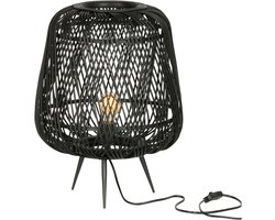 WOOOD Exclusive Moza Tafellamp - Bamboe - Zwart - 48x36x36